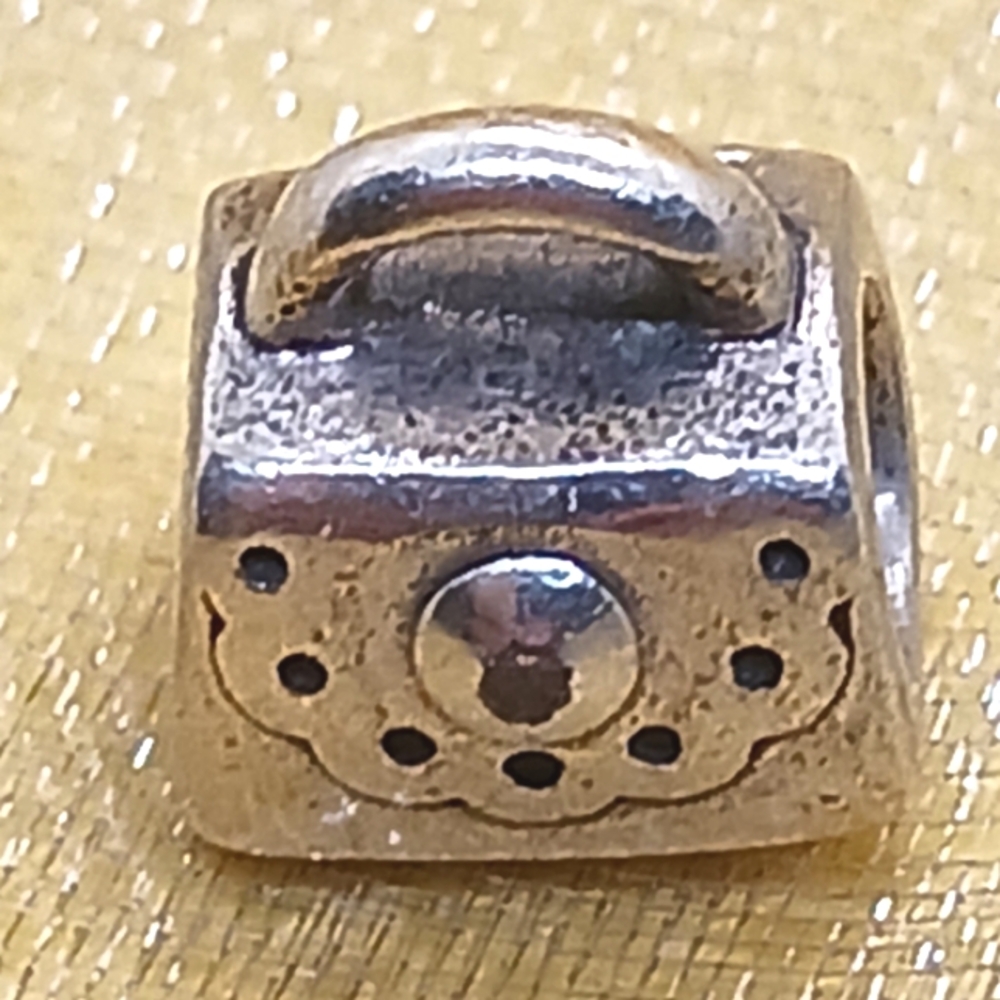 Pandora Sterling Silver Retired Handbag Charm With Pink CZ